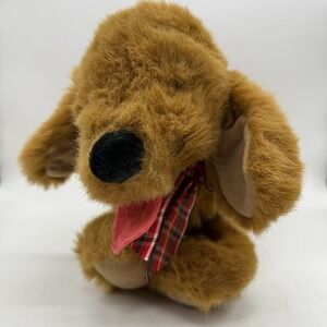 Gund Puppy Dog Plush Golden Retriever Bow Tongue Out Stuffed Animal Vintage Toy